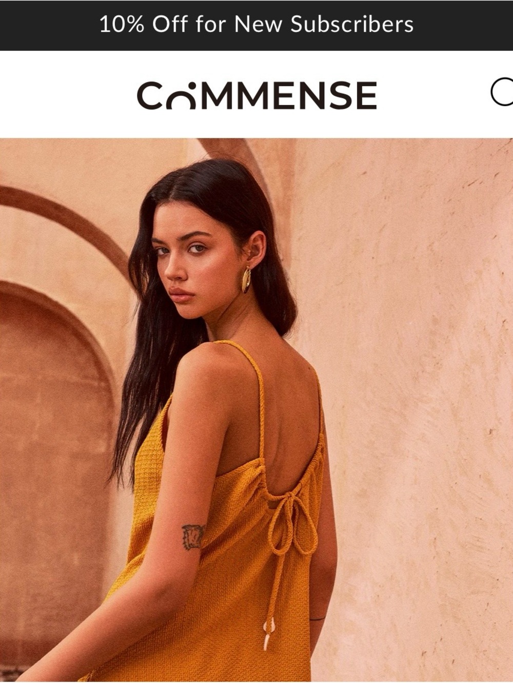 Commense Mustard Knit Cami with Back Tie